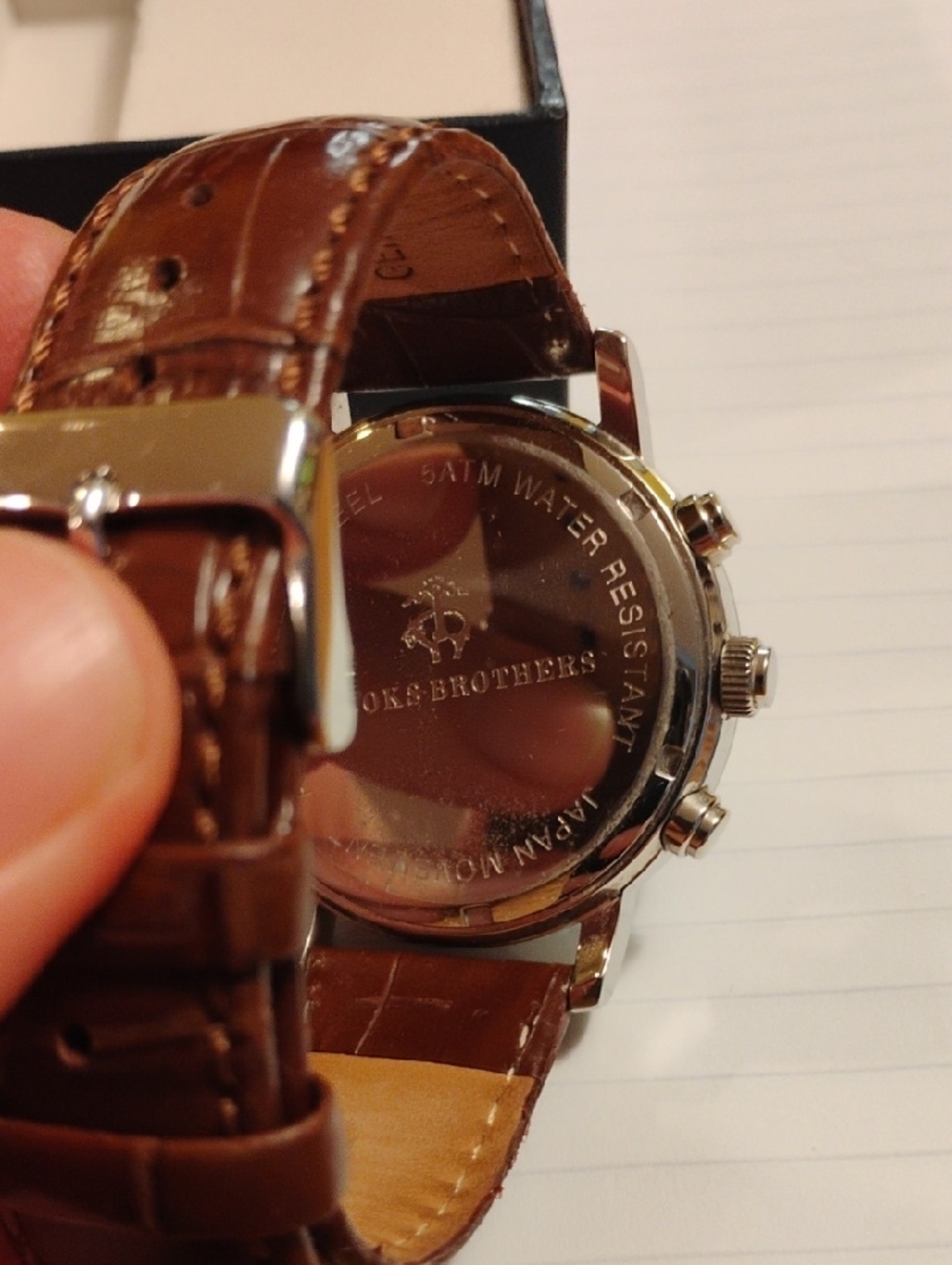 Brooks Brothers Men's Watch with Black Dial and Brown Strap - Picture 3 of 3
